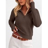 image:imageANRABESS Womens Long Sleeve Quarter Zip Cropped SweaterChocola