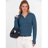 image:imageANRABESS Womens Long Sleeve Quarter Zip Cropped SweaterDeep Blue