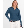 image:imageANRABESS Womens Long Sleeve Quarter Zip Cropped SweaterDeep Blue