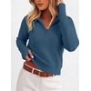 image:imageANRABESS Womens Long Sleeve Quarter Zip Cropped SweaterDeep Blue