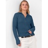 image:imageANRABESS Womens Long Sleeve Quarter Zip Cropped SweaterDeep Blue