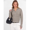 image:imageANRABESS Womens Long Sleeve Quarter Zip Cropped SweaterGrey Khaki