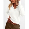 image:imageANRABESS Womens Long Sleeve Quarter Zip Cropped SweaterWhite