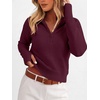 image:imageANRABESS Womens Long Sleeve Quarter Zip Cropped SweaterWine Red