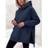 image:imageANRABESS Womens Oversized Hoodies Slit Side SweatshirtsNavy Blue