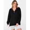 image:imageANRABESS Womens Oversized Quarter Zip Hoodie With Side SplitBlack