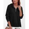 image:imageANRABESS Womens Oversized Quarter Zip Hoodie With Side SplitBlack