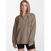image:imageANRABESS Womens Oversized Quarter Zip Hoodie With Side SplitLight Khaki