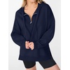image:imageANRABESS Womens Oversized Quarter Zip Hoodie With Side SplitNavy Blue