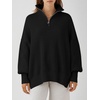 image:imageANRABESS Womens Oversized Quarter Zip Pullover SweatersBlack