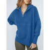 image:imageANRABESS Womens Oversized Quarter Zip Pullover SweatersBlue