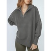 image:imageANRABESS Womens Oversized Quarter Zip Pullover SweatersDark Gray