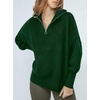 image:imageANRABESS Womens Oversized Quarter Zip Pullover SweatersDark Green