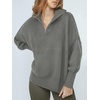 image:imageANRABESS Womens Oversized Quarter Zip Pullover SweatersDeep Gray