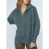 image:imageANRABESS Womens Oversized Quarter Zip Pullover SweatersDusty Blue