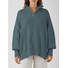 image:imageANRABESS Womens Oversized Quarter Zip Pullover SweatersDusty Blue