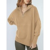 image:imageANRABESS Womens Oversized Quarter Zip Pullover SweatersKhaki
