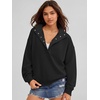 image:imageANRABESS Womens Oversized Sweatshirt Mock Neck Henley 2026 Fall OutfitsBlack