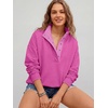 image:imageANRABESS Womens Oversized Sweatshirt Mock Neck Henley 2026 Fall OutfitsNeon Peony