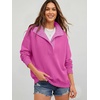 image:imageANRABESS Womens Oversized Sweatshirt Mock Neck Henley 2026 Fall OutfitsNeon Peony