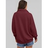 image:imageANRABESS Womens Oversized Sweatshirt Mock Neck Henley 2026 Fall OutfitsWine Red