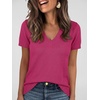 image:imageANRABESS Womens Short Sleeve Sweater Top Wool Blend Business Casual OutfitsHot Pink