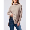 image:imageANRABESS Womens Turtleneck Oversized Sweaters Fall OutfitsPeach Brown Khaki