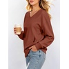 image:imageANRABESS Womens V Neck Long Sleeve SweatshirtsCaramel