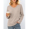 image:imageANRABESS Womens V Neck Long Sleeve SweatshirtsGrey Beige