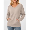 image:imageANRABESS Womens V Neck Long Sleeve SweatshirtsGrey BeigeL