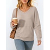 image:imageANRABESS Womens V Neck Long Sleeve SweatshirtsGrey BeigeL