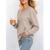 image:imageANRABESS Womens V Neck Long Sleeve SweatshirtsGrey BeigeL