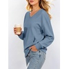 image:imageANRABESS Womens V Neck Long Sleeve SweatshirtsGrey Blue
