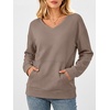 image:imageANRABESS Womens V Neck Long Sleeve SweatshirtsLight Brown