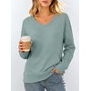 image:imageANRABESS Womens V Neck Long Sleeve SweatshirtsMint Green