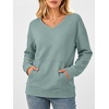 image:imageANRABESS Womens V Neck Long Sleeve SweatshirtsMint Green