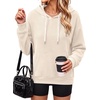 image:imageANRABESS Womens Waffle Knit Hoodie Lightweight SweatshirtsBeige
