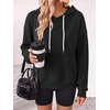 image:imageANRABESS Womens Waffle Knit Hoodie Lightweight SweatshirtsBlack