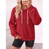 image:imageANRABESS Womens Waffle Knit Hoodie Lightweight SweatshirtsRed