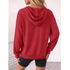image:imageANRABESS Womens Waffle Knit Hoodie Lightweight SweatshirtsRed