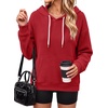 image:imageANRABESS Womens Waffle Knit Hoodie Lightweight SweatshirtsRed