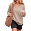 image:imageANRABESS Women Fleece Thermal Shirts Lightweight Long Sleeve Tunic TopAlmond