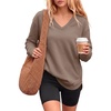 image:imageANRABESS Women Fleece Thermal Shirts Lightweight Long Sleeve Tunic TopLight Brown