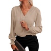 image:imageANRABESS Womens Business Casual Top Dressy Blouses Puff Long Sleeve ShirtsYellow Khaki