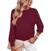 image:imageANRABESS Womens Fall Cropped Long Sleeve SweatersWine Red