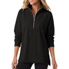 image:imageANRABESS Womens Half Zip Sweatshirts Loose Fleece PulloverBlack