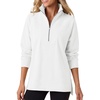 image:imageANRABESS Womens Half Zip Sweatshirts Loose Fleece PulloverWhite