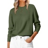 image:imageANRABESS Womens Long Sleeve Crew Neck Fall Lightweight Sweaters TopArmy Green