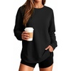 image:imageANRABESS Womens Long Sleeve Crewneck Sweatshirts Curved Hem ShirtsBlack