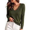 image:imageANRABESS Womens Long Sleeve Lightweight Wool Blend V Neck SweatersArmy Green
